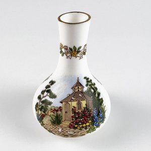 Vintage Spode Fine Bone China Miniature Garden Cottage Birds Cabinet Bud Vase